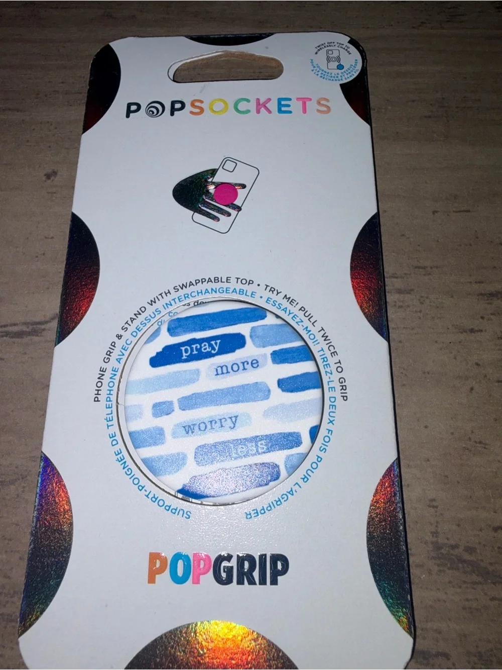 🆕💜 NEW PopSockets PopGrip Swappable Phone Grip White Blue Striped Grip & Stand